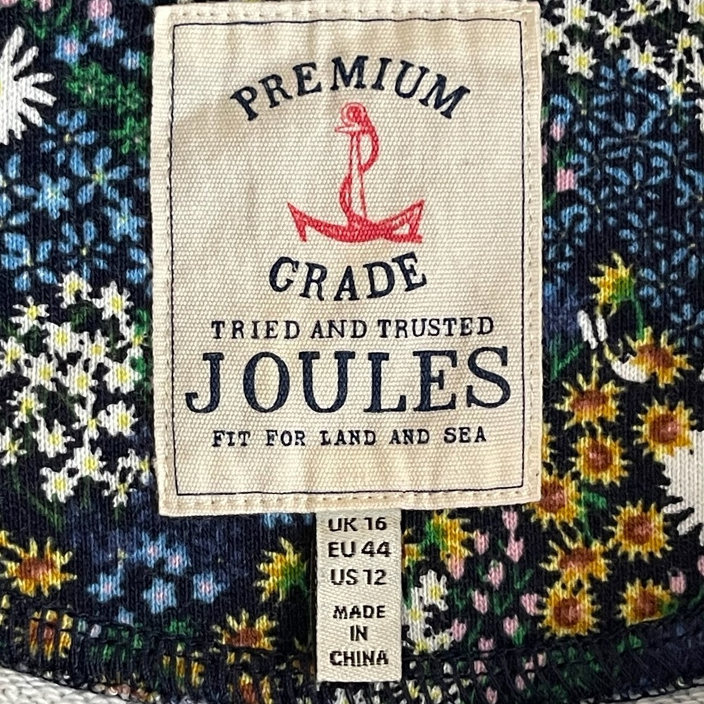 Joules Women's Navy Floral Pip Print Cottagecore Quarter Zip Sweatshirt Size 12 - Picture 5 of 9